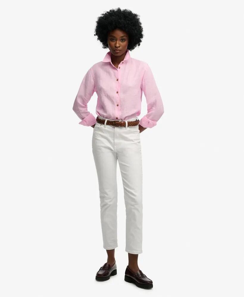 superdry Camisa Premium de Linho Boyfriend – City Pink Chambray 3/5