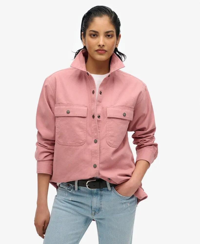 superdry Workwear Overshirt en coton – coupe oversize – Ash Rose 4/6