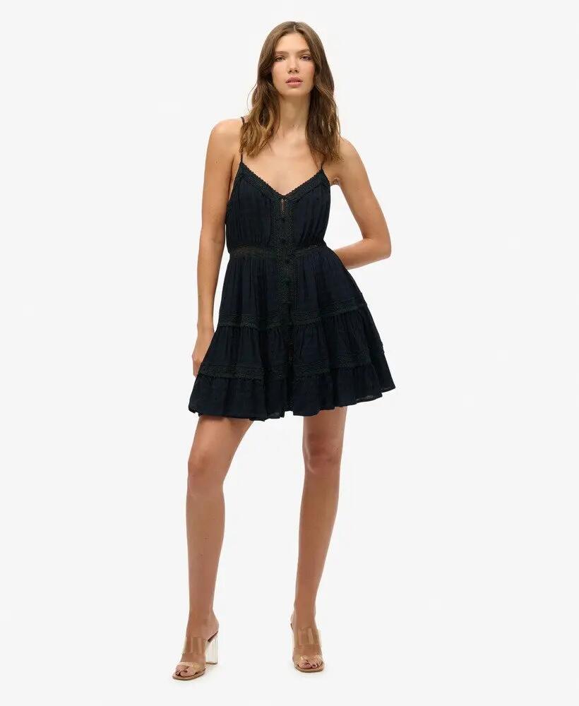 superdry Vestido Alana Cami em viscose-modal com renda 2/7
