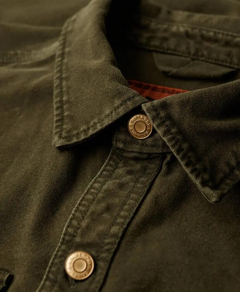 superdry Surplus Canvas Overshirt — męska koszula z płótna, olive Khaki 3/6