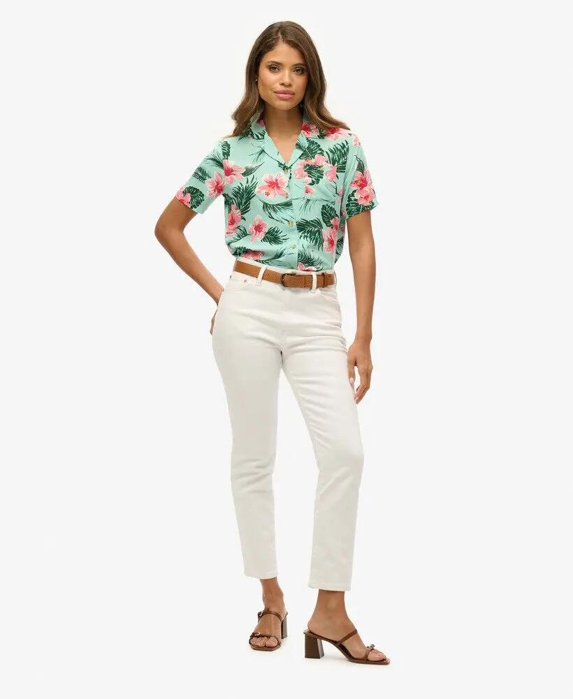 superdry Camisa Beach Resort para mujer — 100% viscosa, Luna Rose Mint 2/6