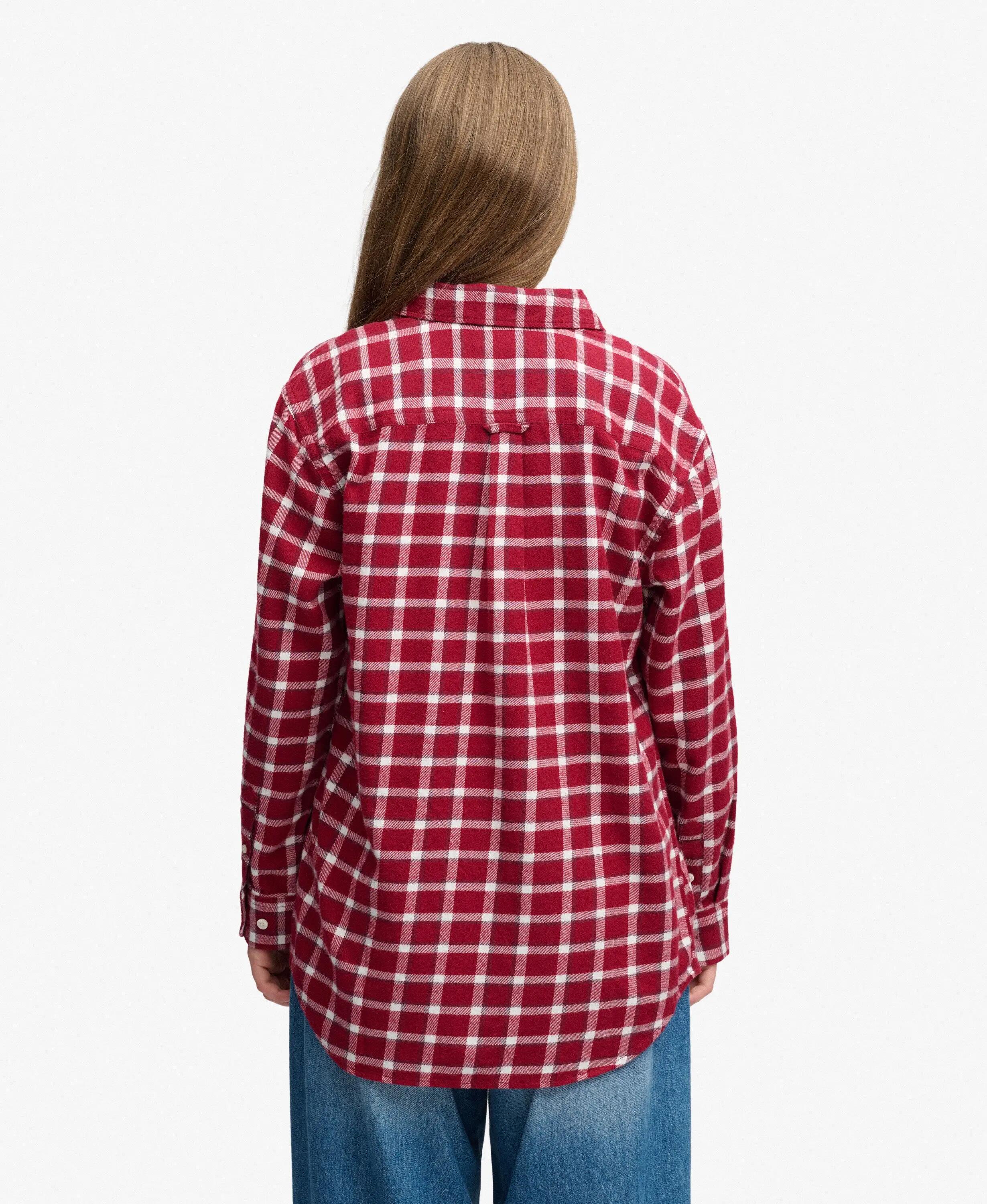 superdry Camisa Boyfriend de Flanela às Riscas - Corte Oversized – Burgundy 5/5