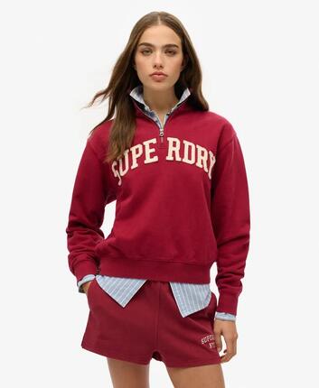 superdry Sudadera mujer Half Zip Athletic Essentials algodón, corte loose –