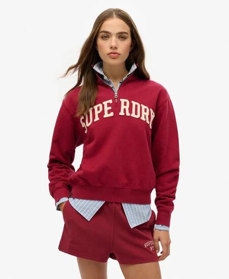 superdry Sudadera mujer Half Zip Athletic Essentials algodón, corte loose –