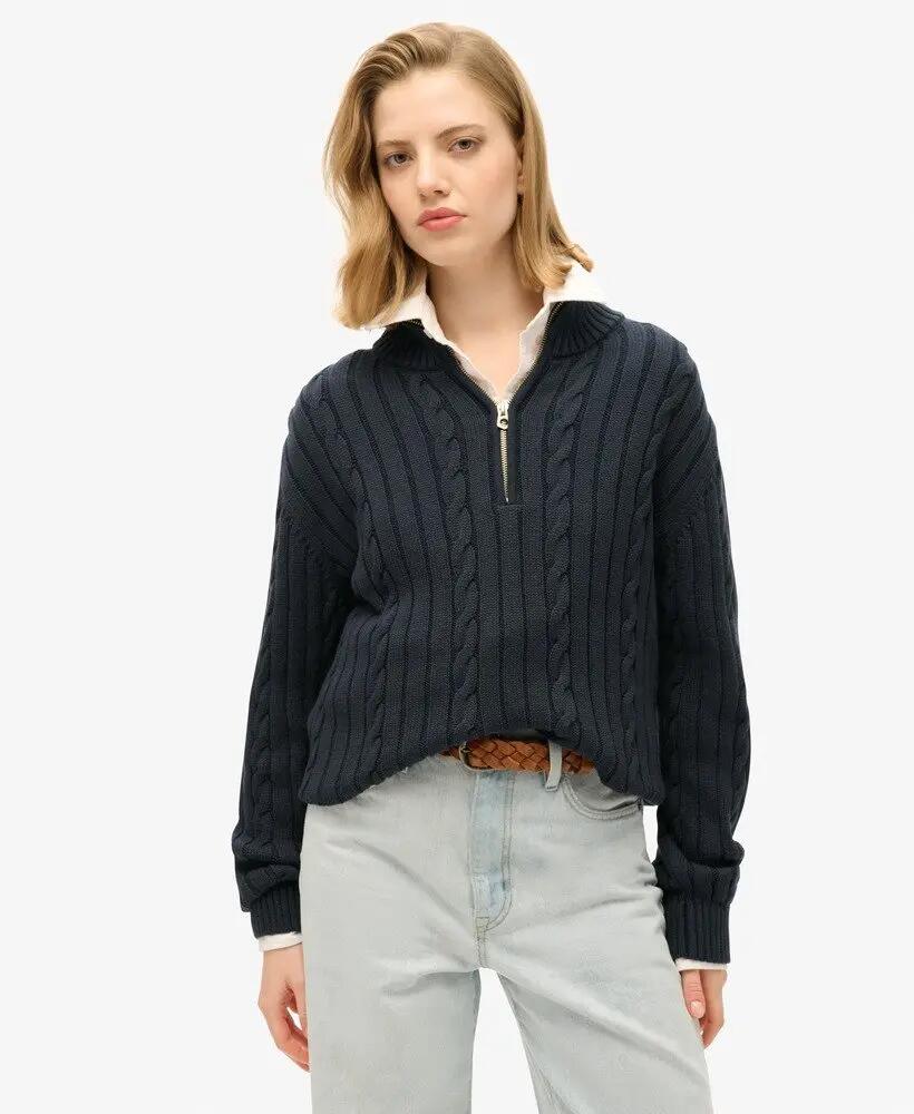 superdry Knit Rugby Henley w kolorze Cable Navy 5/7