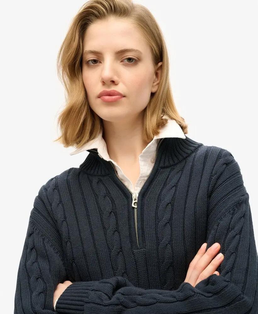 superdry Knit Rugby Henley w kolorze Cable Navy 3/7
