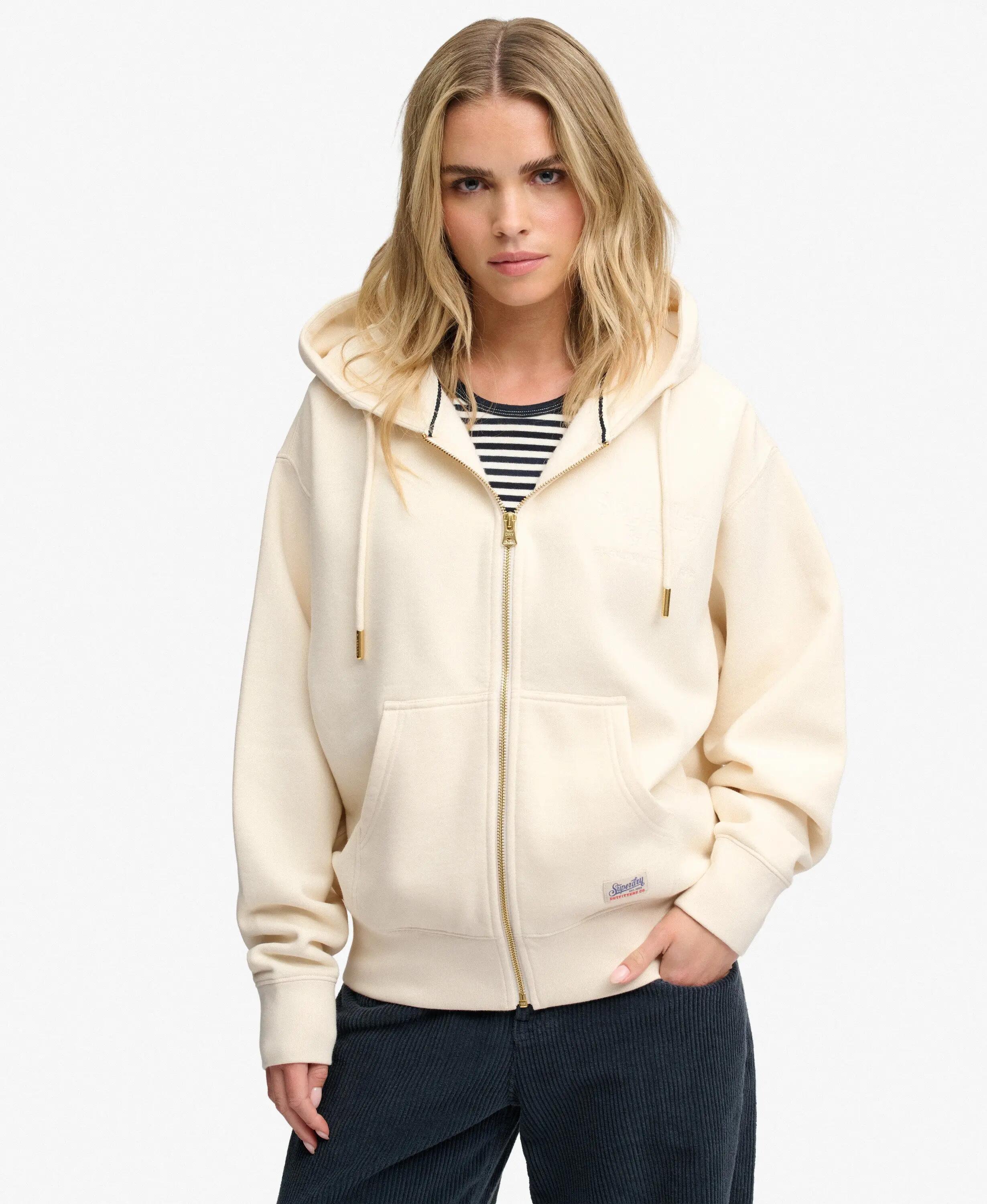 superdry Luxe Casual Zip Hoodie in cotone misto - Vestibilità relaxed 5/7