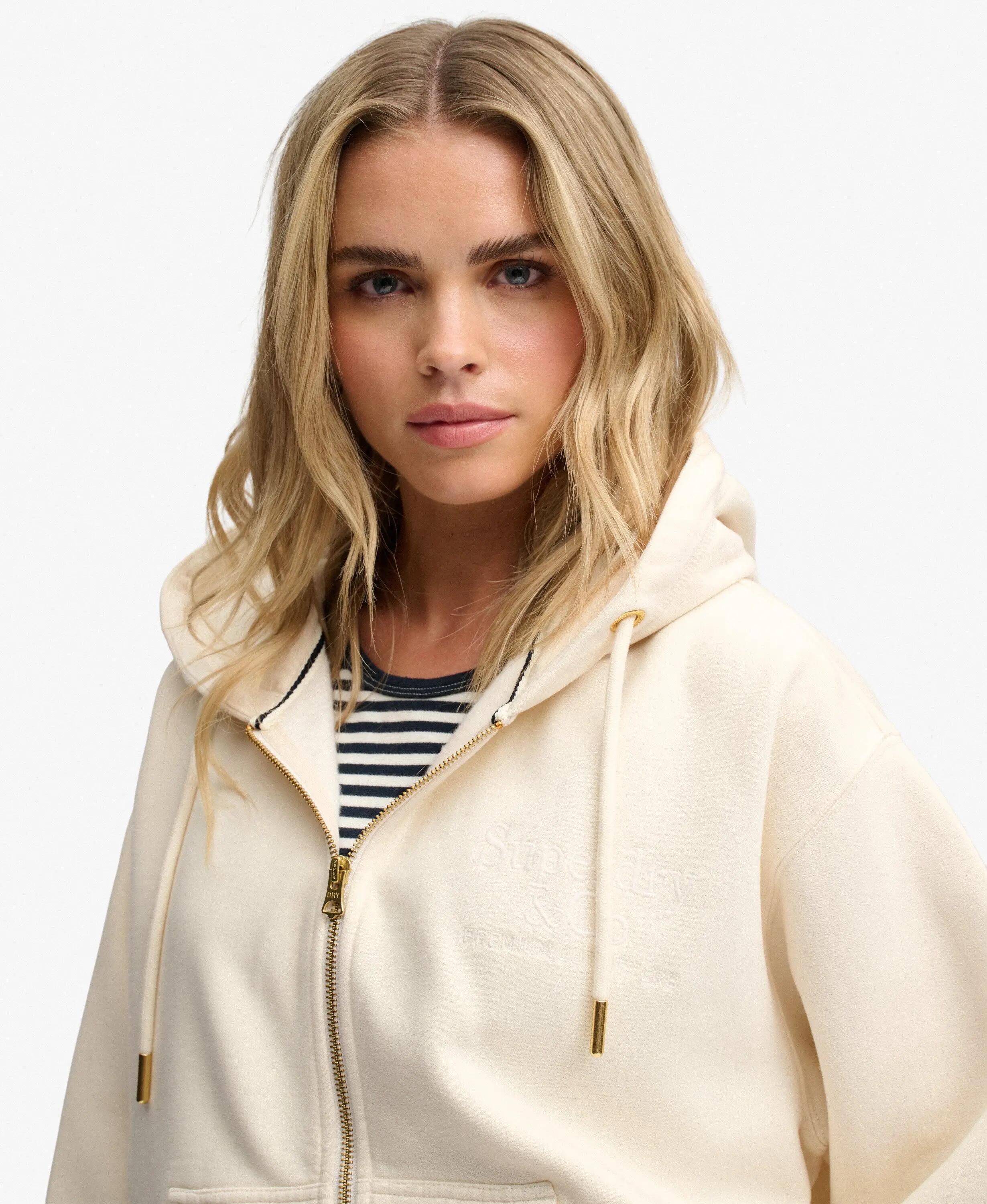 superdry Luxe Casual Zip Hoodie in cotone misto - Vestibilità relaxed 4/7