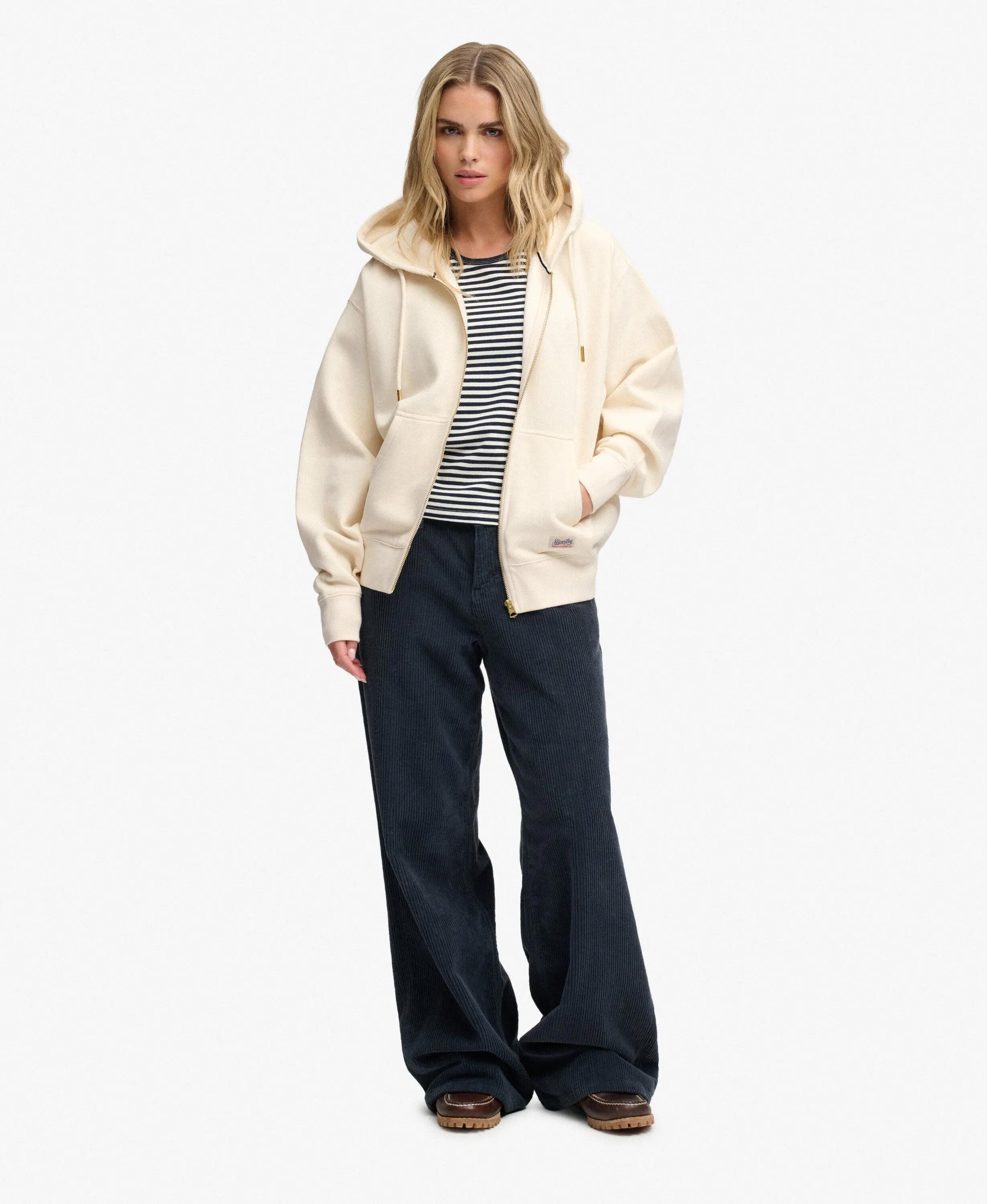 superdry Luxe Casual Zip Hoodie in cotone misto - Vestibilità relaxed 3/7