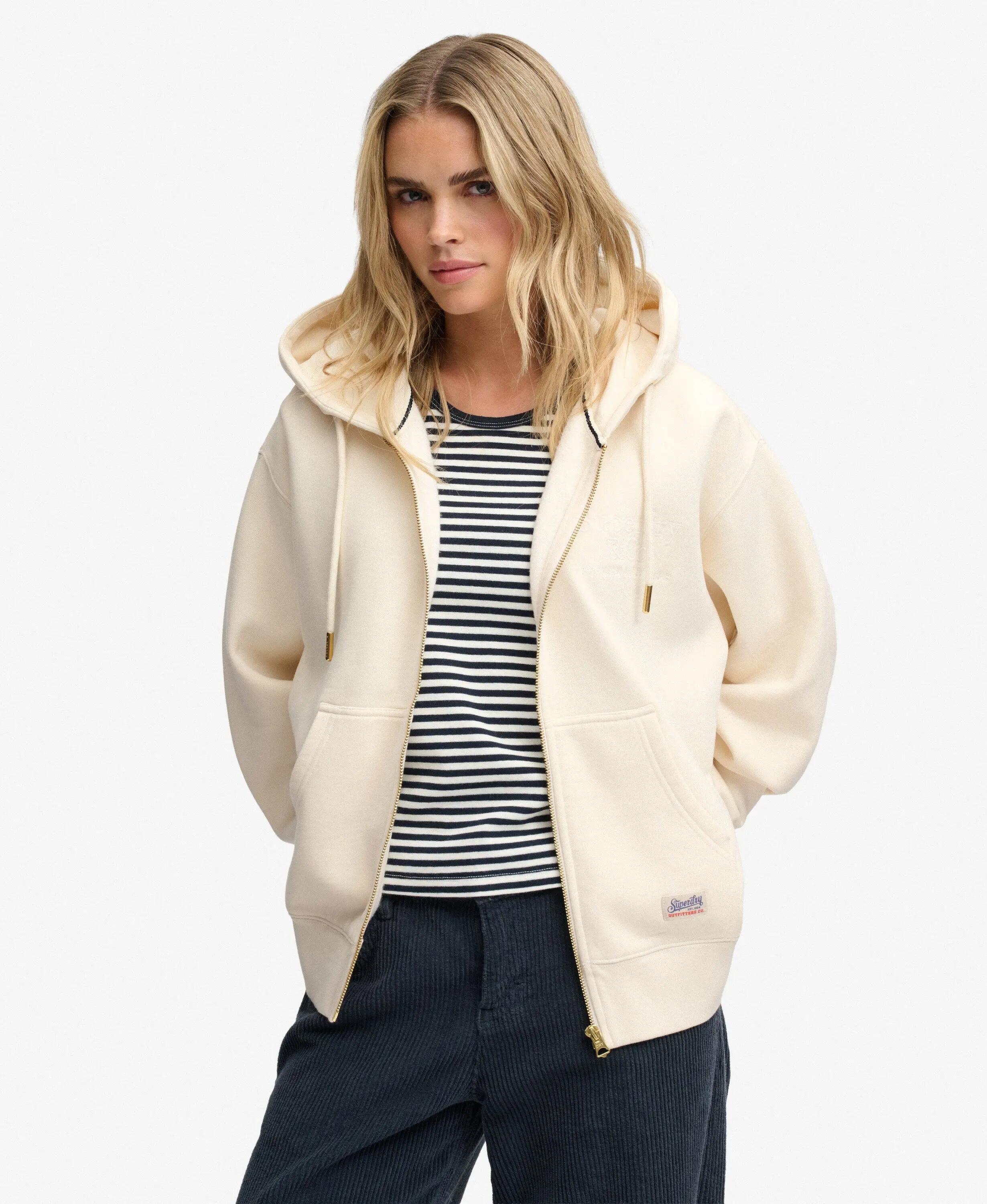 superdry Luxe Casual Zip Hoodie in cotone misto - Vestibilità relaxed 2/7