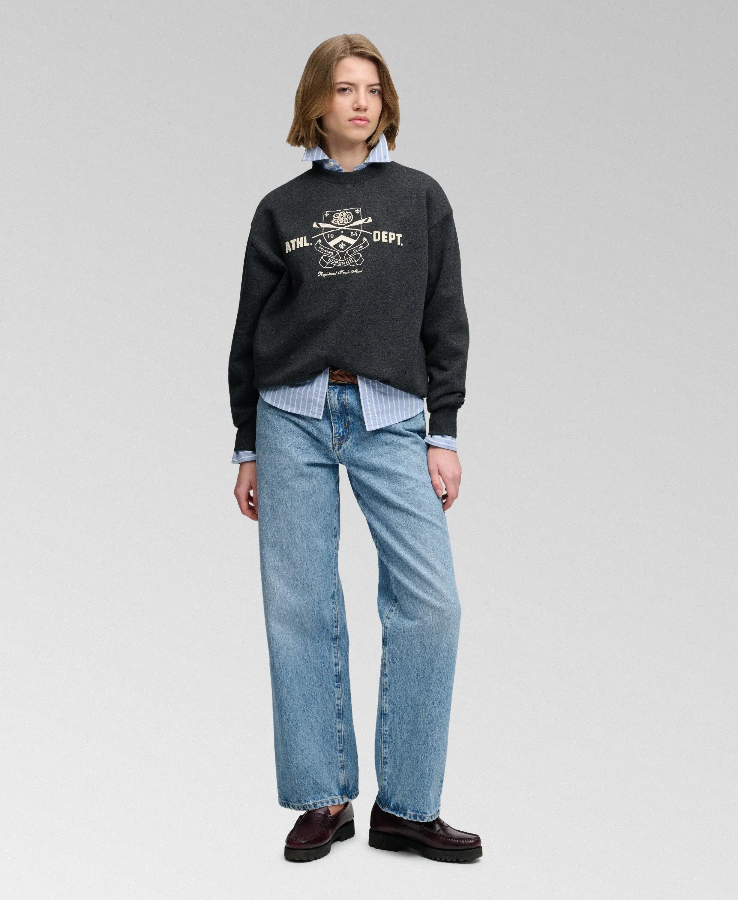 superdry Country Club Crew Sweatshirt – relaxed fit, Phantom Black Marl 3/7