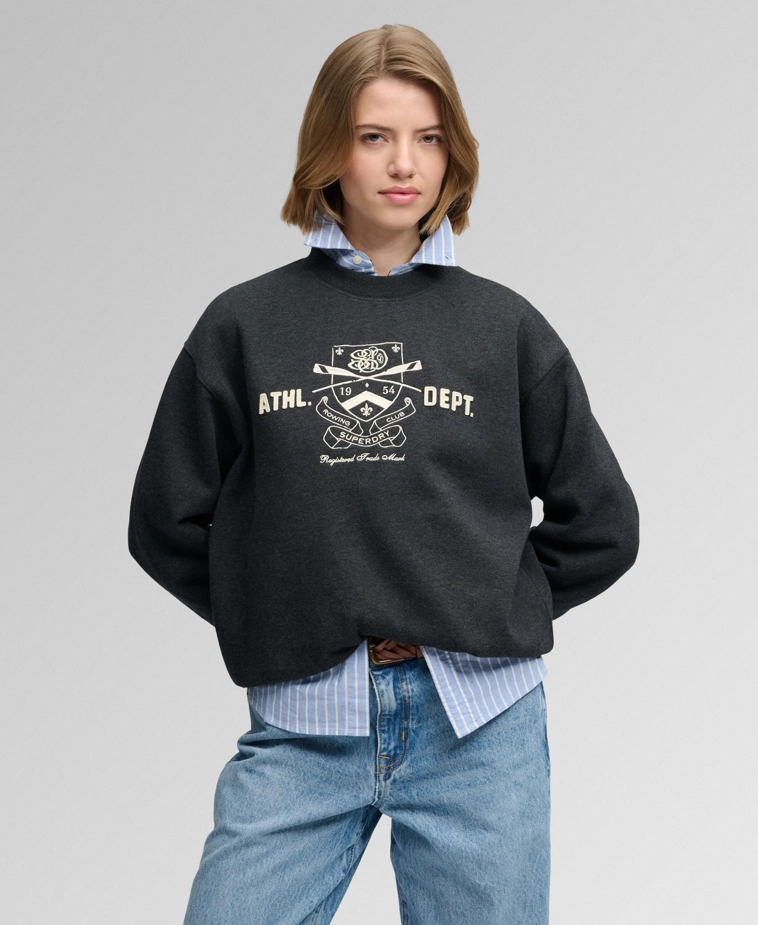 superdry Country Club Crew Sweatshirt – relaxed fit, Phantom Black Marl 2/7