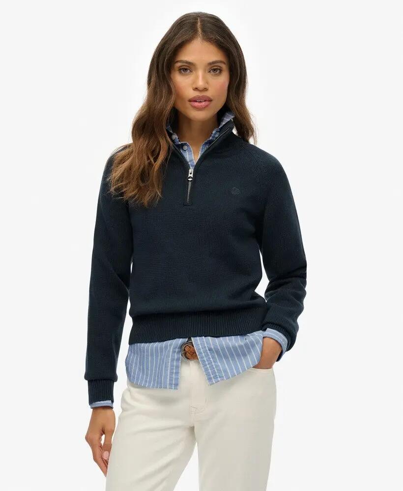 superdry Essentials Slim Half Zip Knit – 100% algodón orgánico, corte slim 1/6