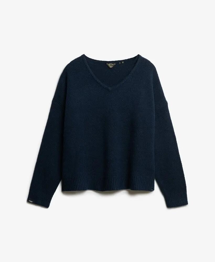 superdry Pull Brushed Oversized V Neck – coupe oversize – Richest Navy Twist 6/6