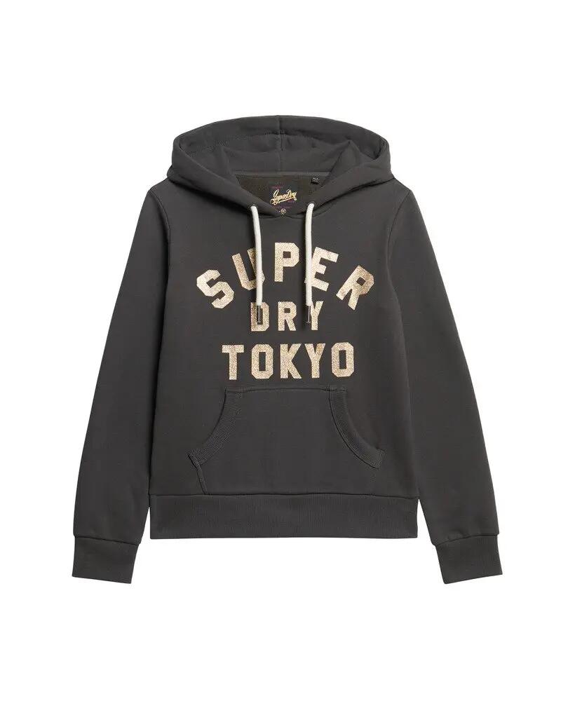 superdry Hoodie Glitter Graphic Logo Washed Black 6/6