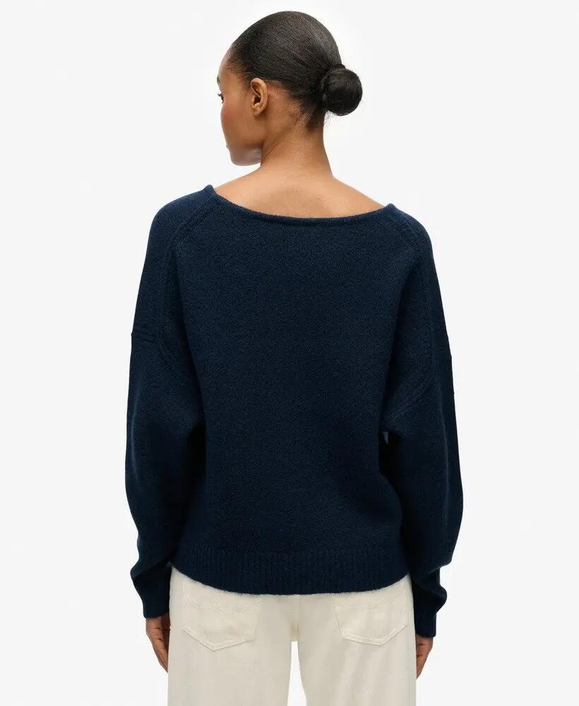 superdry Pull Brushed Oversized V Neck – coupe oversize – Richest Navy Twist 5/6