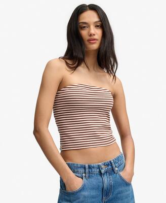 Superdry bandeau-top in jersey met streep – slim fit