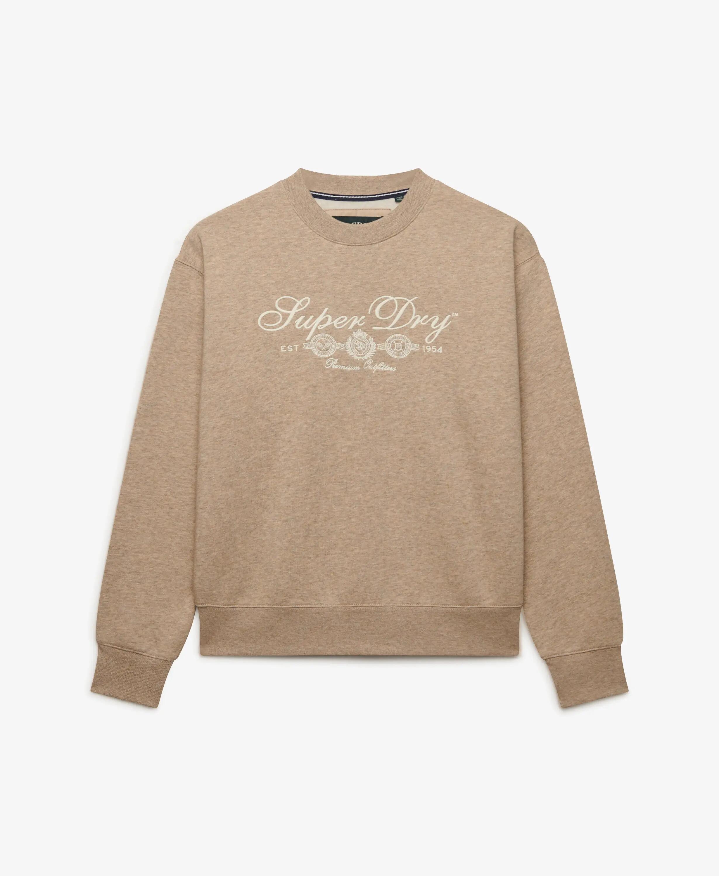 superdry Country Club Crew Sweatshirt Oatmilk Beige Marl 7/7
