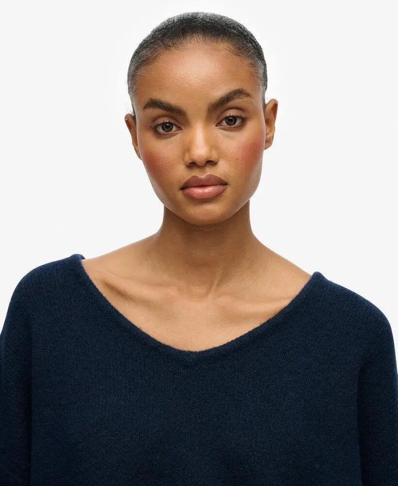 superdry Pull Brushed Oversized V Neck – coupe oversize – Richest Navy Twist 4/6