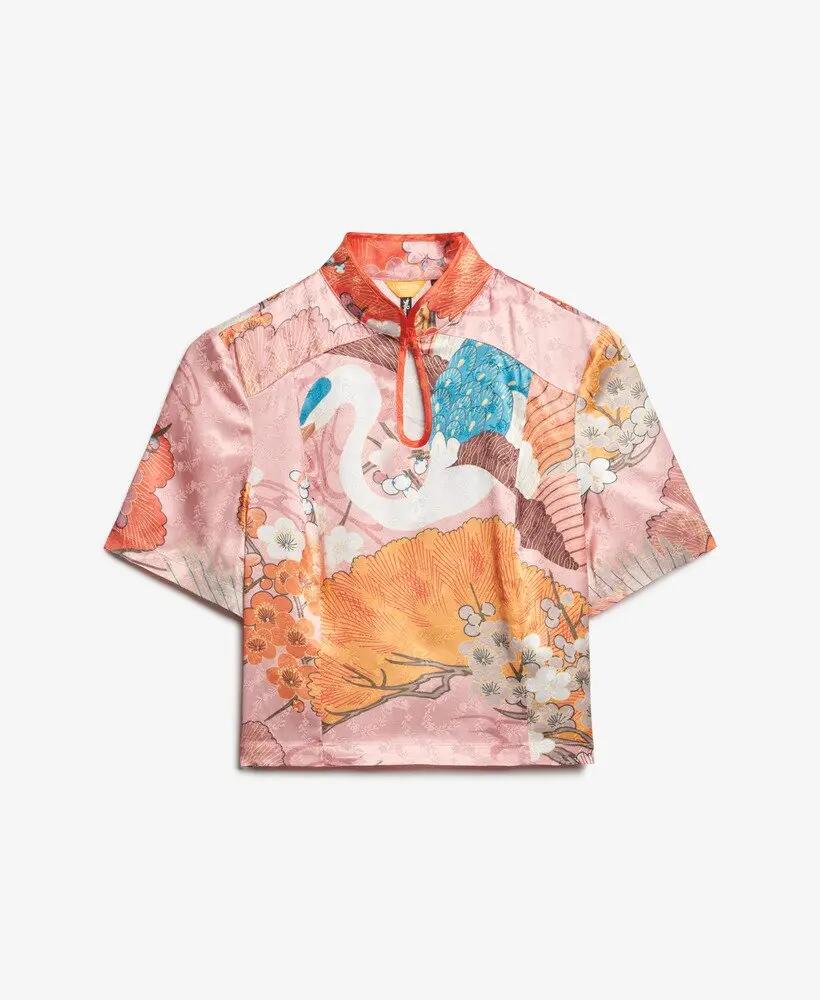 superdry Mandarin Jacquard Top em viscose – Kam Coral 6/6