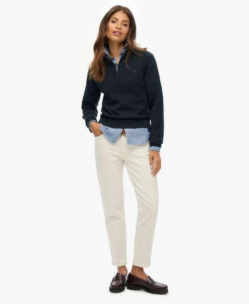 superdry Essentials Slim Half Zip Knit – 100% algodón orgánico, corte slim 3/6