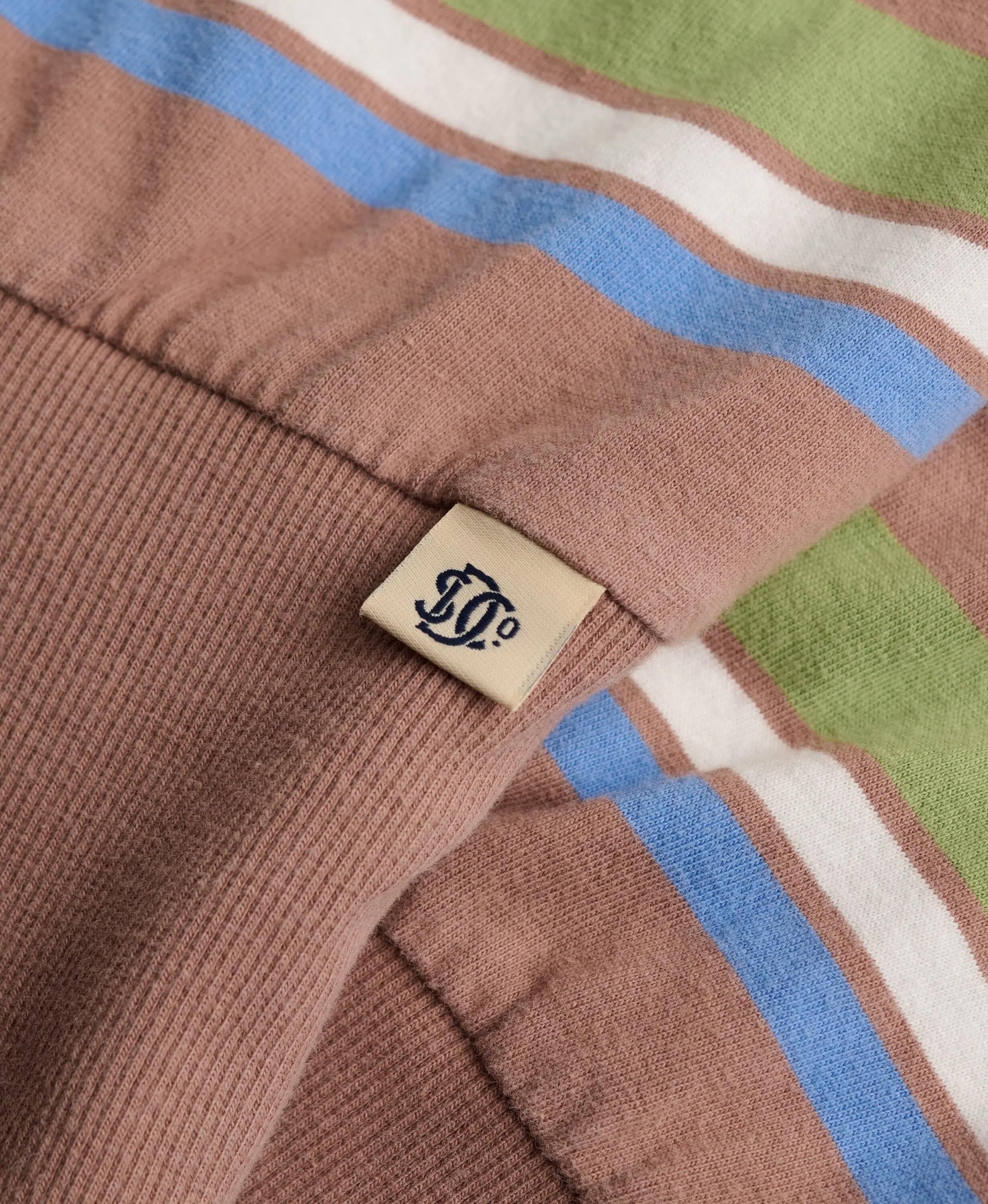 superdry T-shirt Bardot à rayures côtelées – Brown Green Stripe 6/7