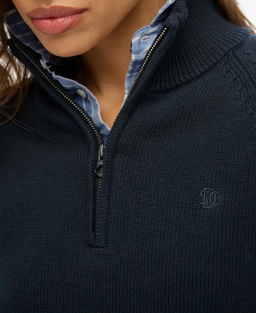 superdry Essentials Slim Half Zip Knit – 100% algodón orgánico, corte slim 2/6