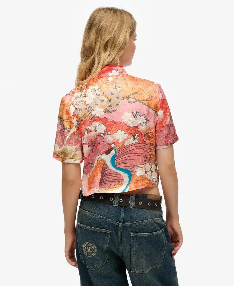 superdry Mandarin Jacquard Top em viscose – Kam Coral 4/6