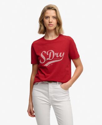 Superdry varsity script t‑shirt van biologisch katoen - relaxed fit