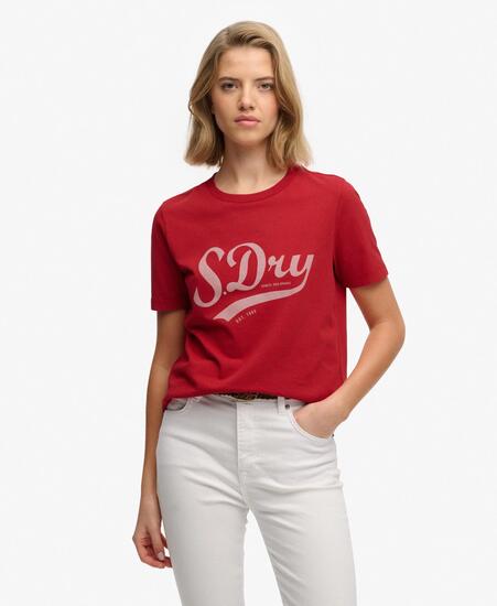 superdry Camiseta Varsity Script en algodón orgánico – VARSITY RED