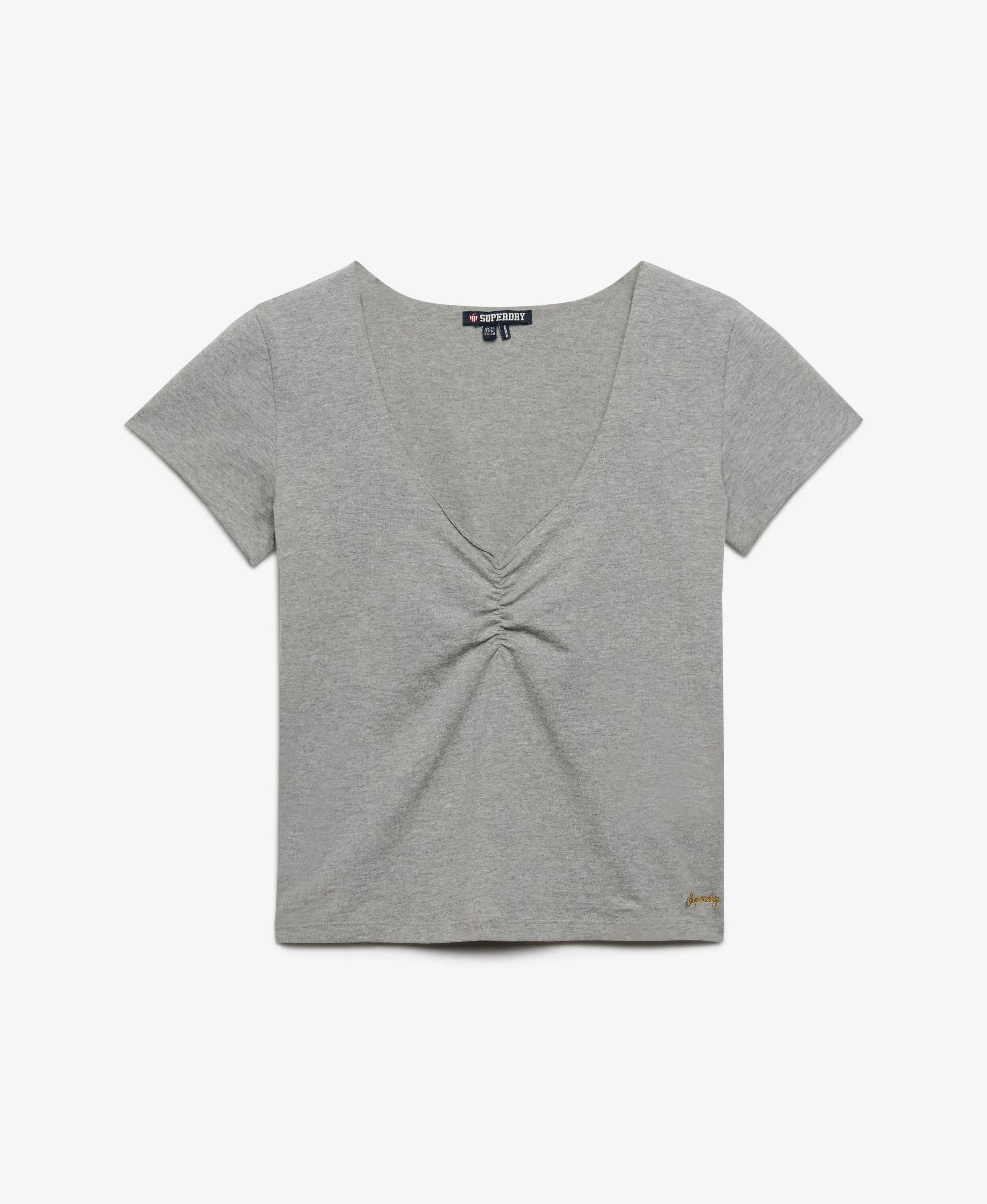superdry Kurzarm-Shirt Athletic Essentials Gathered – grau meliert – GREY MARL 7/7