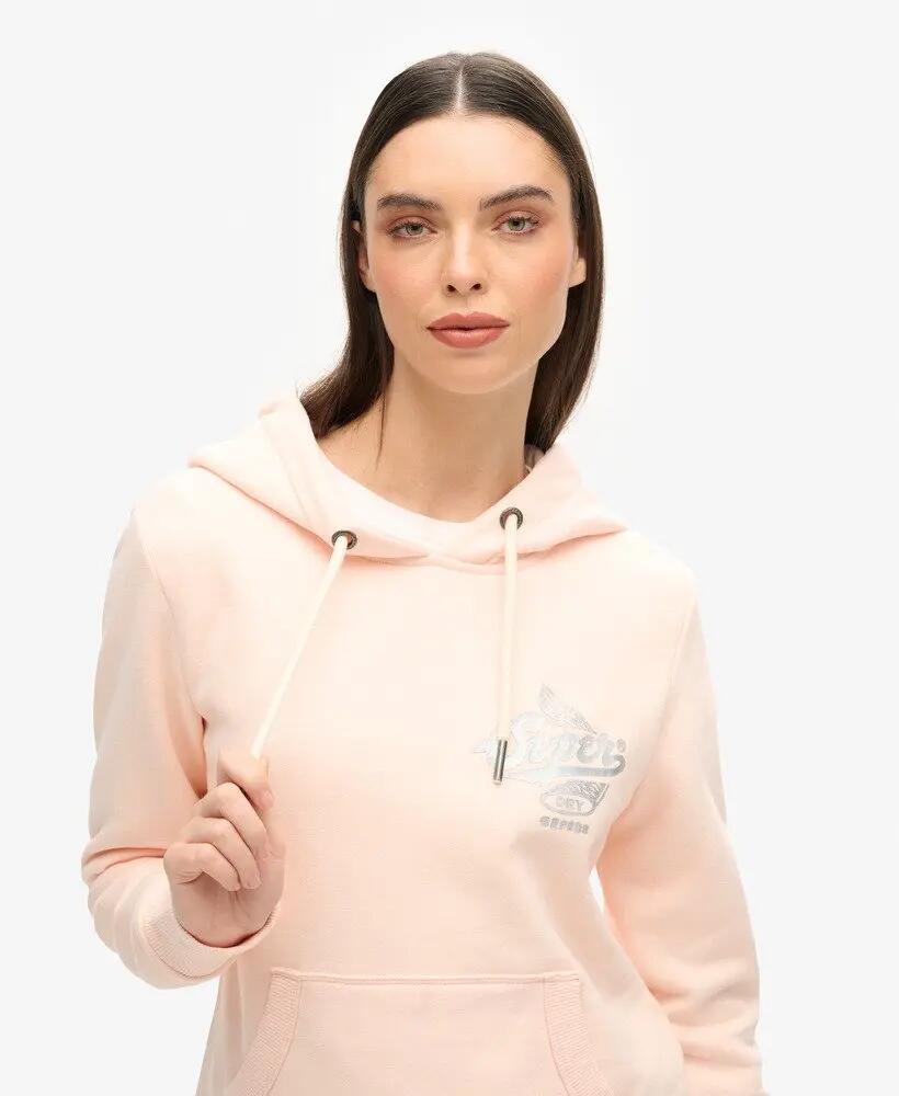 superdry Sweat à capuche Athletic Metallic en coton-polyester – Pink Clay 3/5