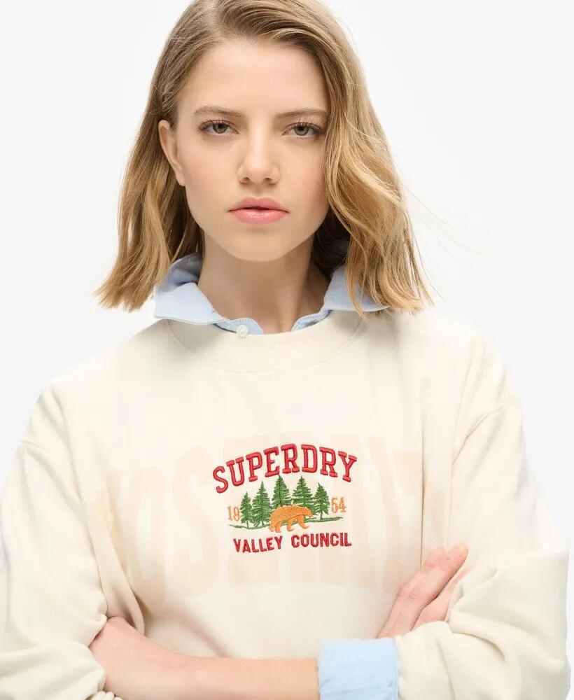 superdry Travel Souvenir Loose Crew sweat mulher 100% algodão 3/6