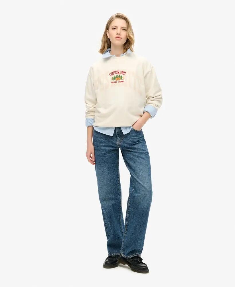 superdry Travel Souvenir Loose Crew sweat mulher 100% algodão 2/6