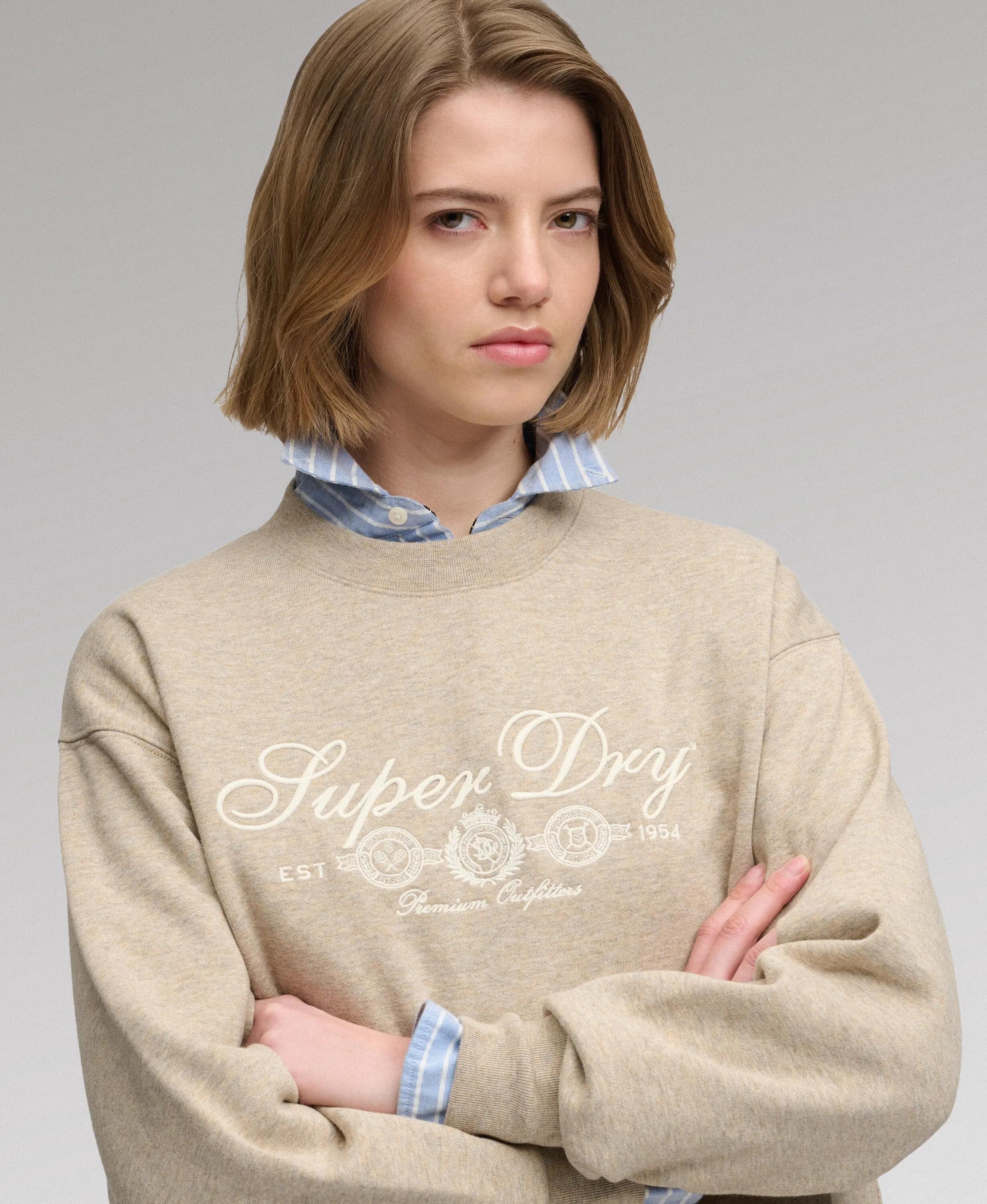 superdry Country Club Crew Sweatshirt Oatmilk Beige Marl 4/7