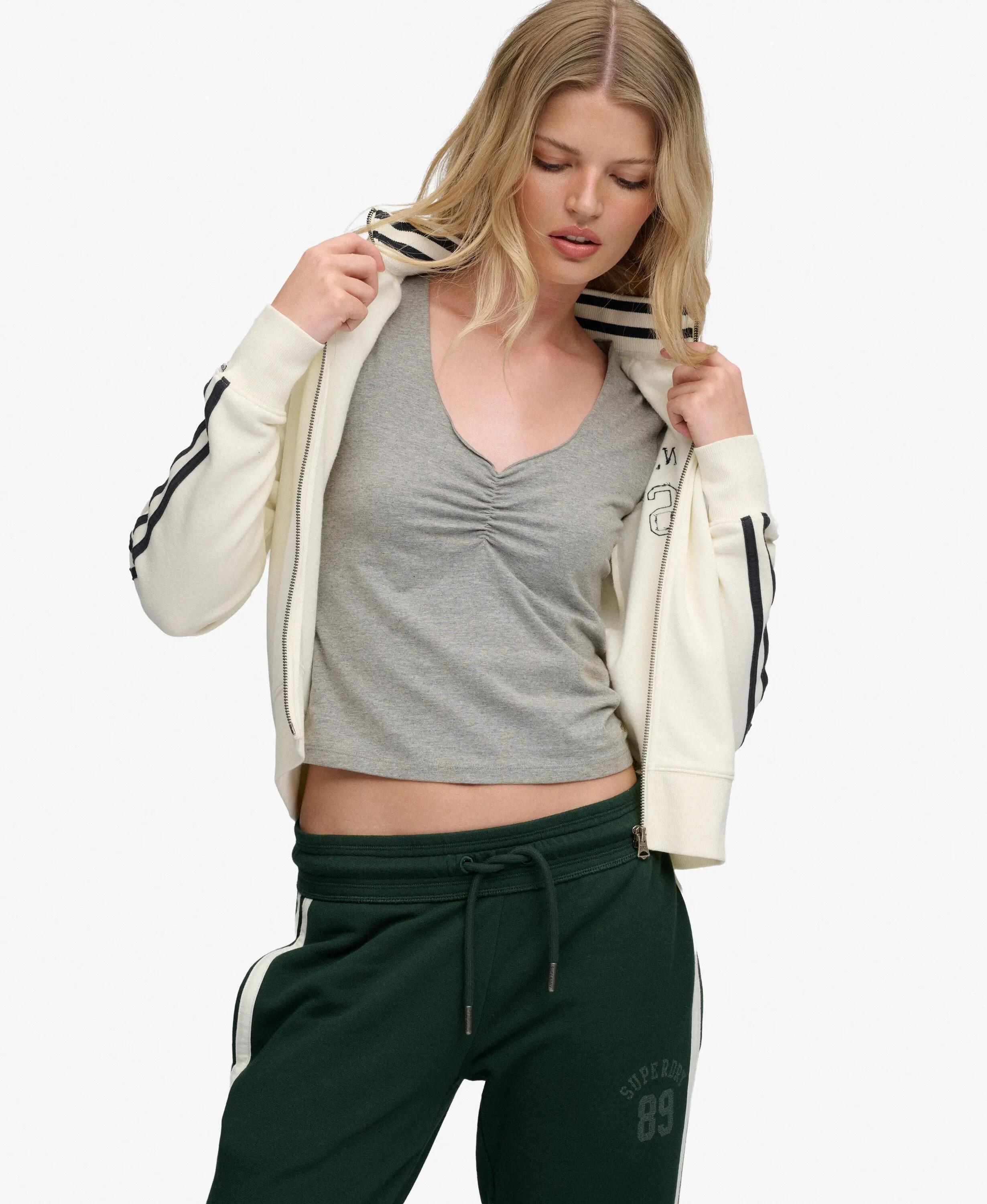 superdry Kurzarm-Shirt Athletic Essentials Gathered – grau meliert – GREY MARL 2/7