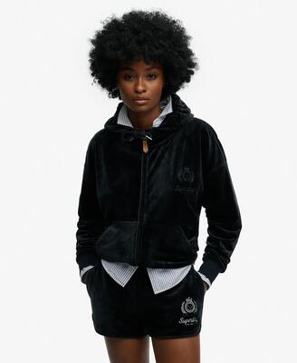 Superdry country club velour zip hoodie – velours oversized
