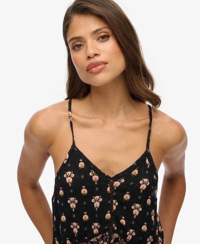 superdry Cami Top mit Spitzenbesatz – Boho Paisley Mix 3/4