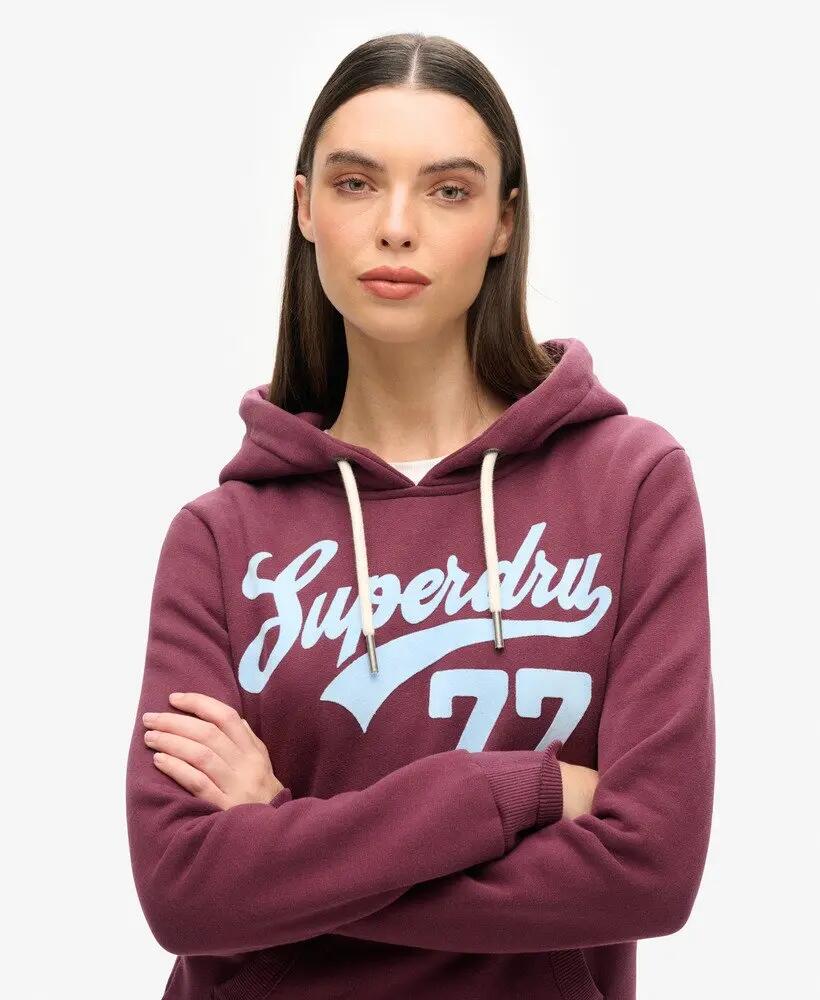 superdry Super 77 Hood felpa donna in misto cotone – Fig Purple 3/5