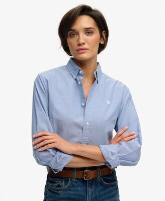 Superdry slim oxford overhemd lange mouw van biologisch katoen – optic white