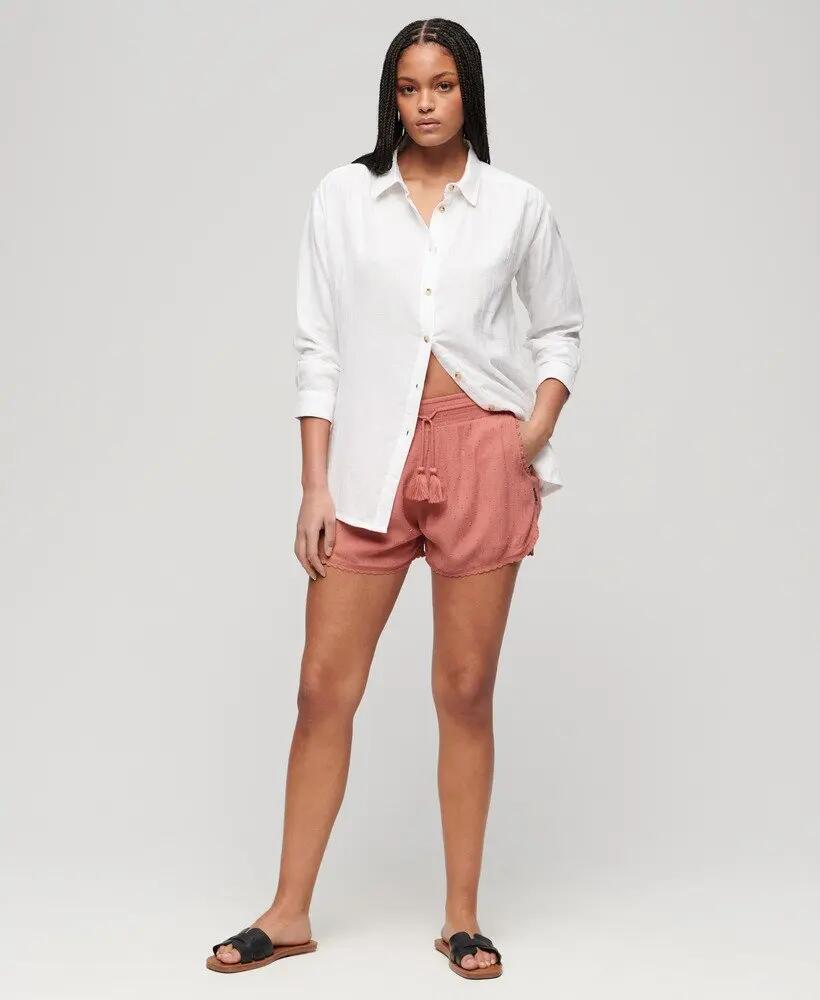 superdry Vintage Beach Shorts con pizzo – foderati, vita elasticizzata – SMOKEY 6/7