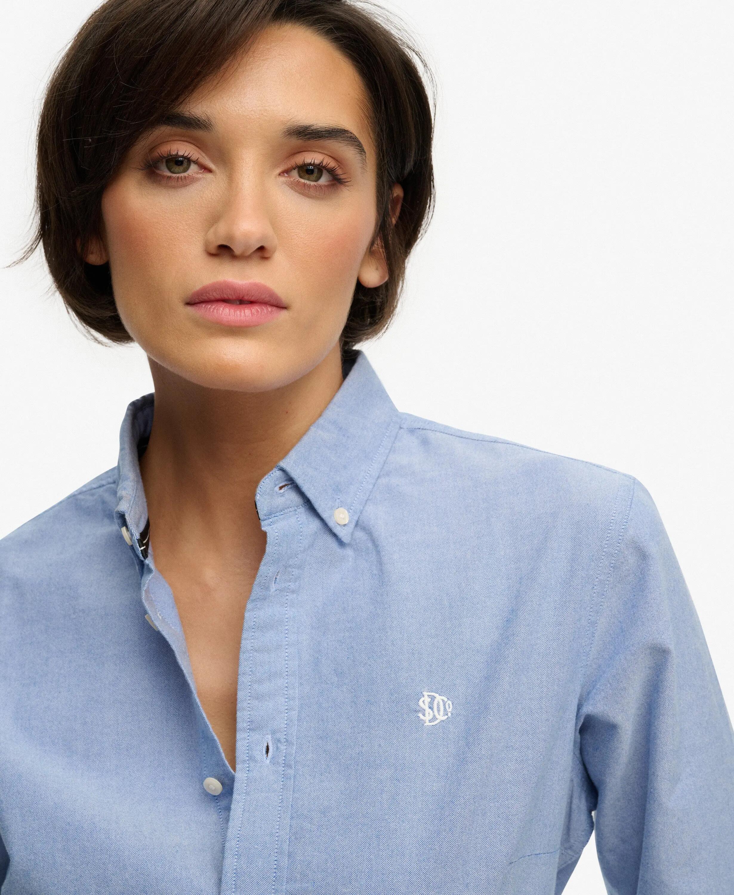 superdry Camicia Slim Oxford manica lunga – 100% cotone biologico – AZURE BLUE 4/5