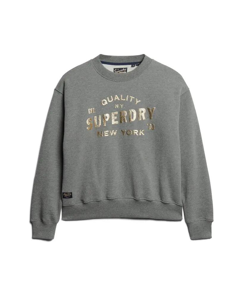 superdry Bluza Luxe Metallic Logo w kolorze Rich Charcoal Marl 6/6