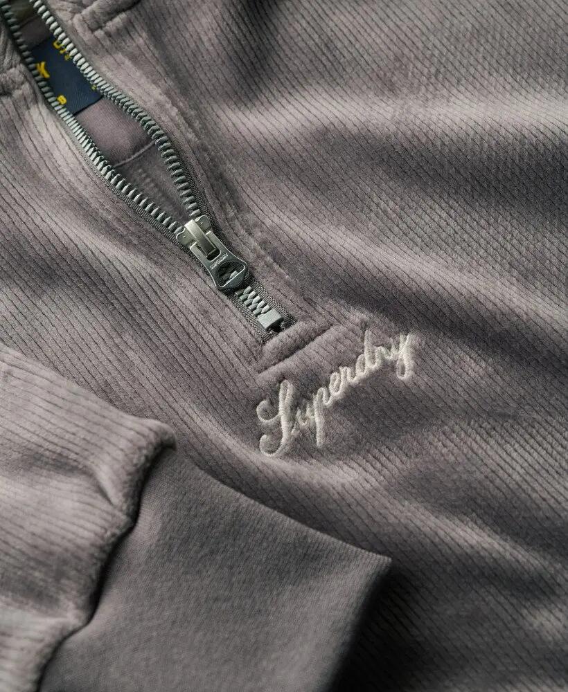 superdry Country Club Velour Half Zip sweat feminina - veludo, Rock Dark Grey 5/6