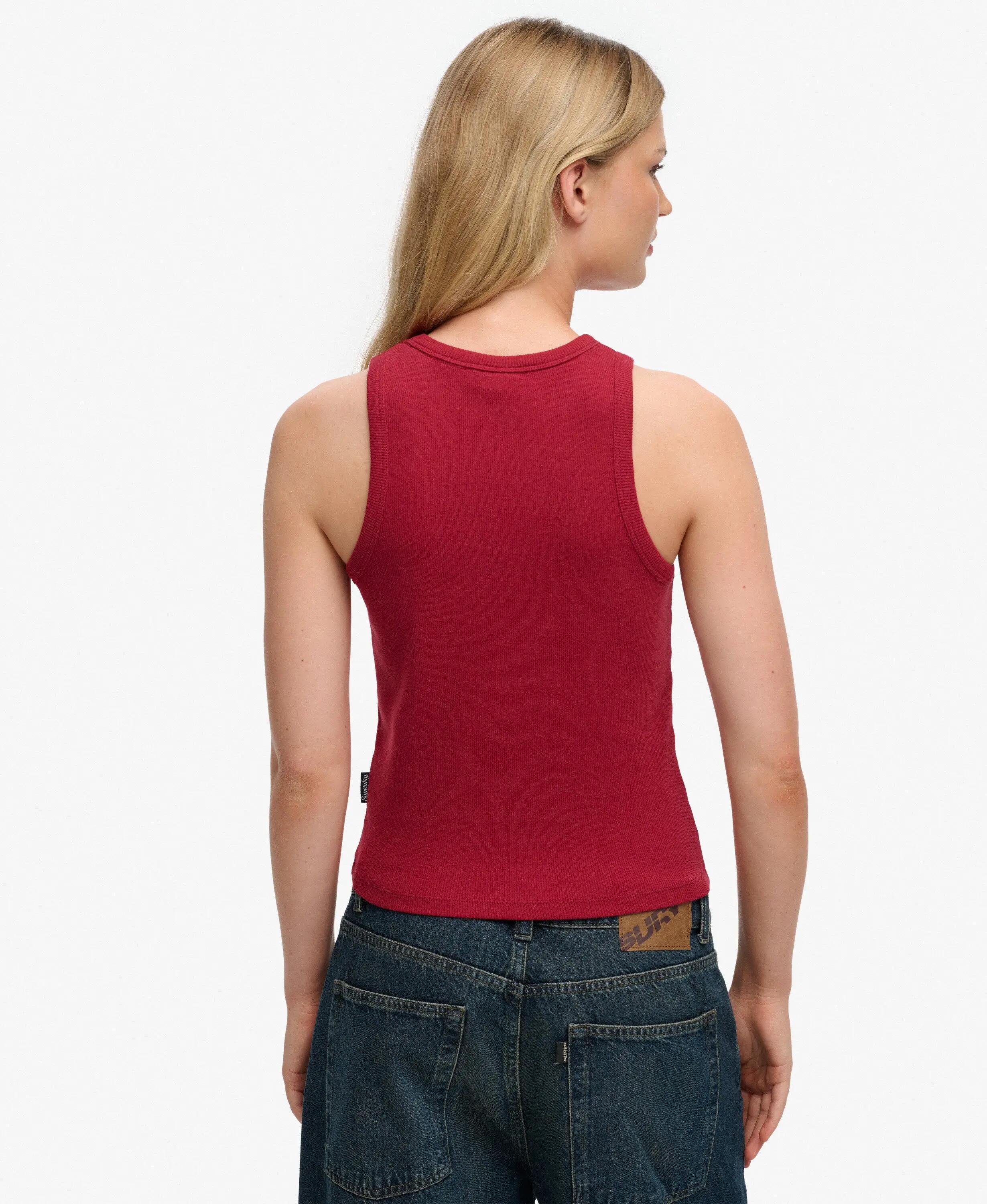 superdry Essential Logo Racer Vest in cotone biologico – Slim fit – Bordeaux Red 5/5