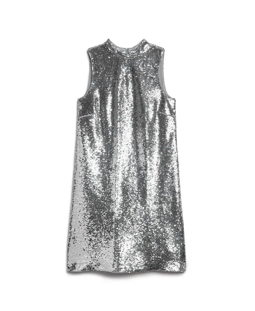 superdry Korte jurk met pailletten zilver - Sequin Shift Mini Dress 6/6