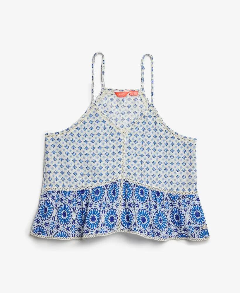 superdry Top Cami Ladder Trim com renda – Ibiza Tile Mix Blue 5/6