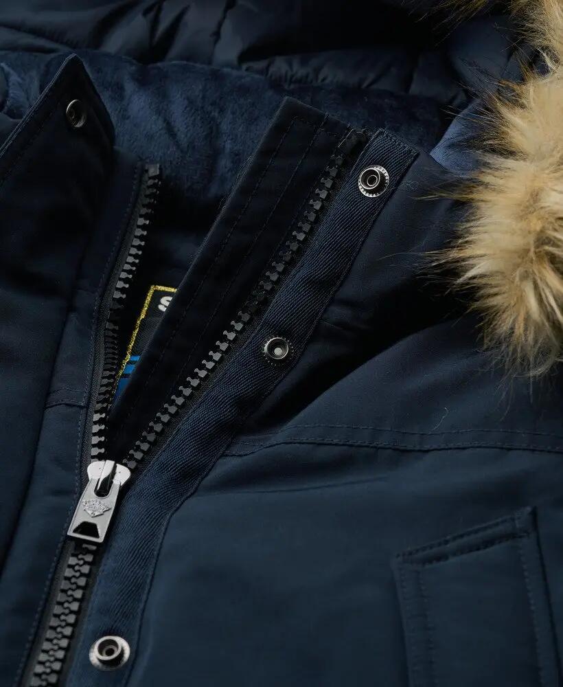 superdry Parka Everest z futerkiem — Długa, pikowana kurtka – Nordic Chrome Navy 5/6
