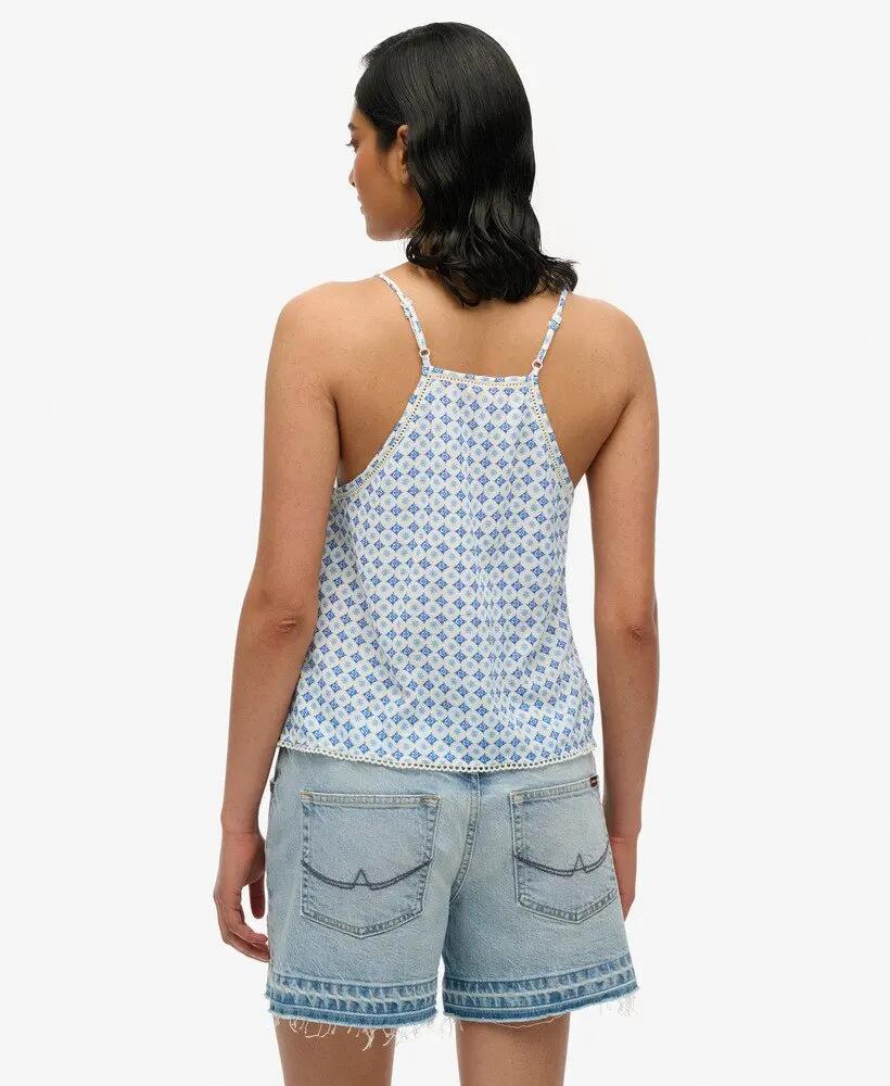 superdry Top Cami Ladder Trim com renda – Ibiza Tile Mix Blue 4/6