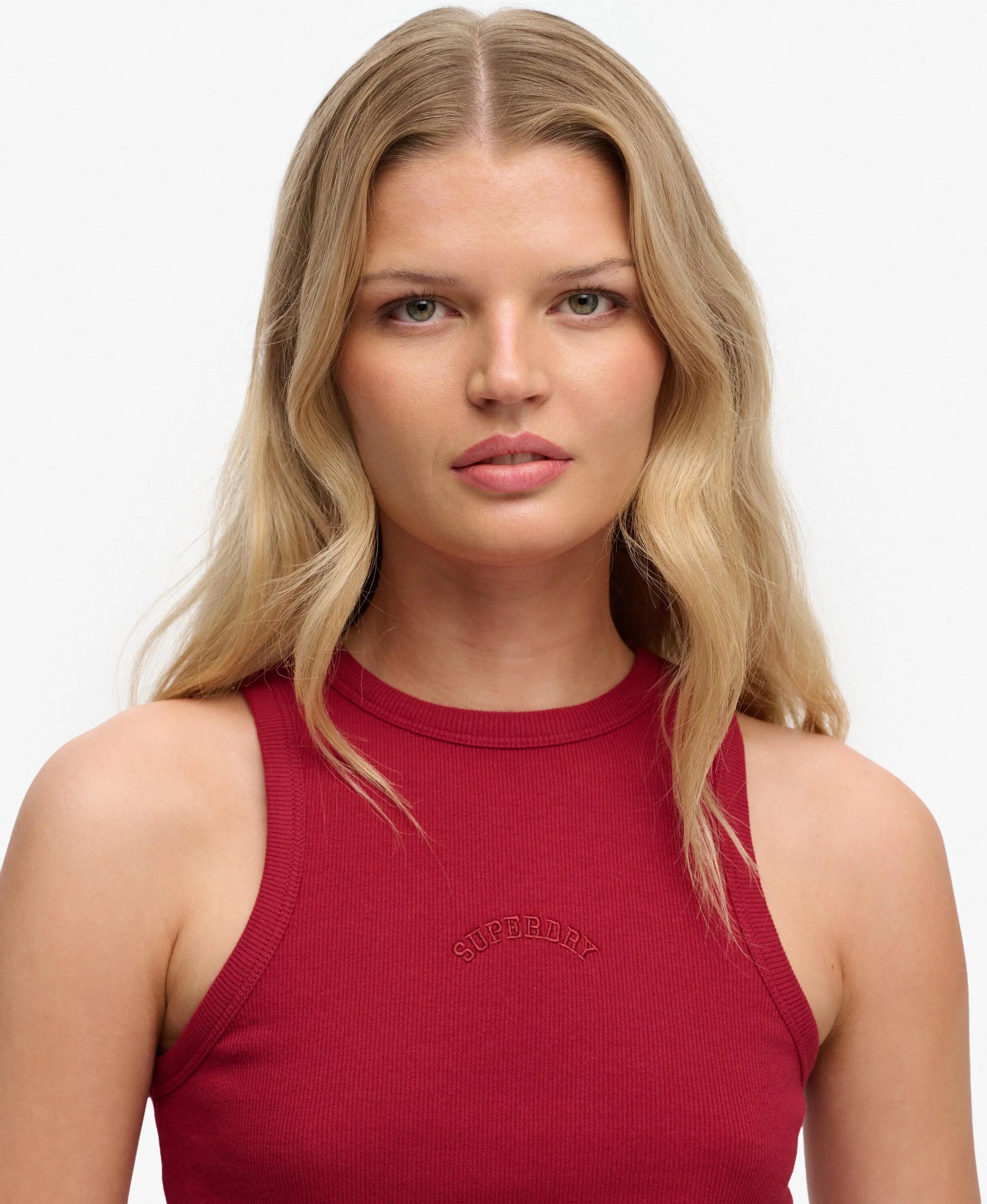 superdry Essential Logo Racer Vest in cotone biologico – Slim fit – Bordeaux Red 4/5